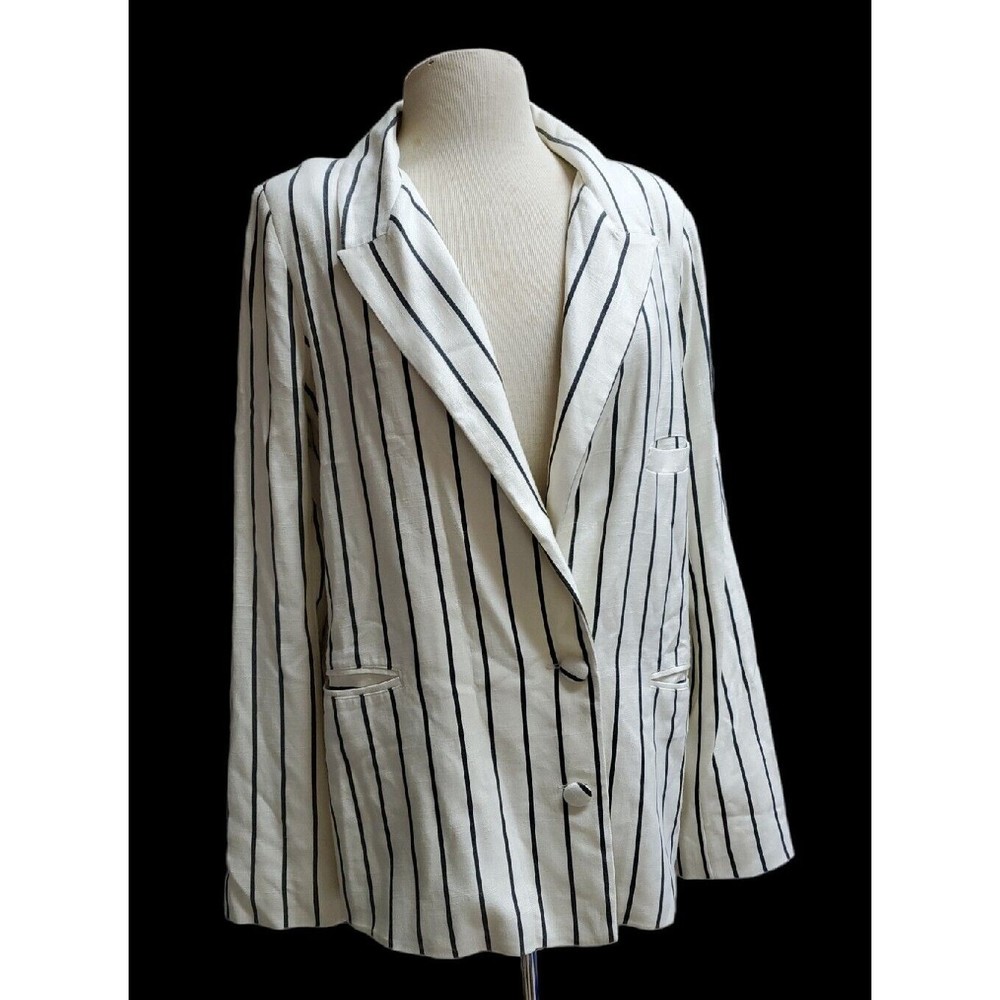LOVERS + FRIENDS Fanning White Black Striped Blazer Jacket